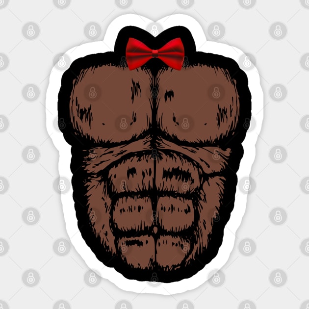 Gorilla Chest with Red Bow tie Funny Halloween  monkey Sticker by Mind Your Tee